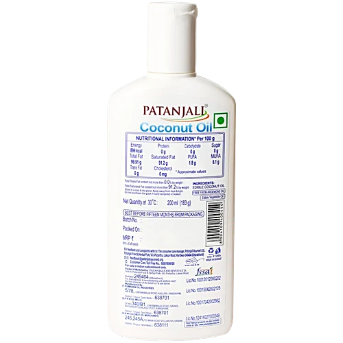Patanjali Coconut Oil, Free From Argemone Oil, 200 ml
