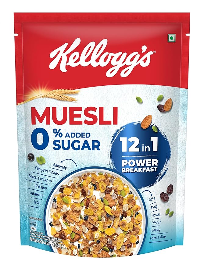 Kellogg's Muesli 0% Added Sugar 500 G | 12-In-1 Power Breakfast