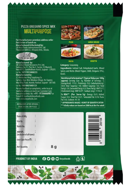 Keya Pizza Oregano 8 g sachet- Pack of 5