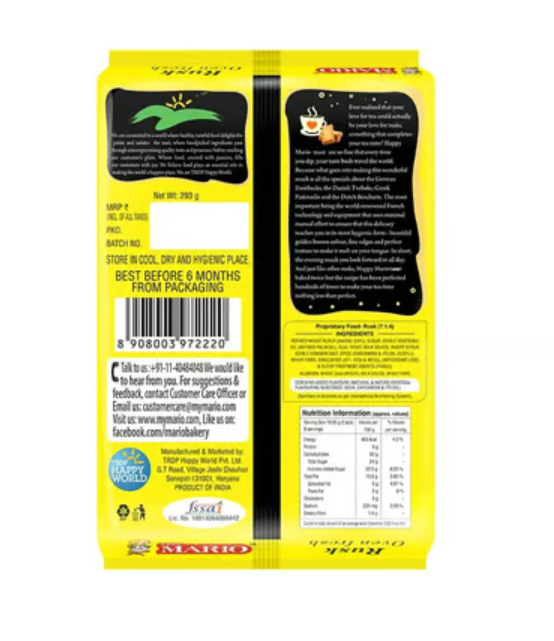 Mario Rusk oven fresh 255g