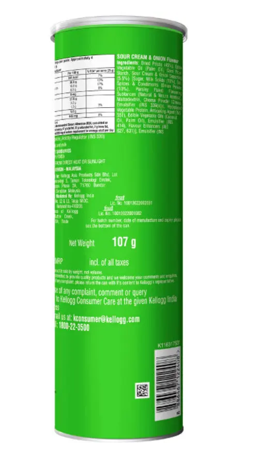 Pringles Sour Cream and Onion Flavour Chips (107 g)