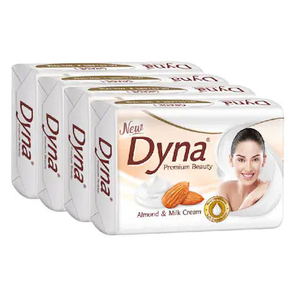 Dyna Premium Milk Cream & Almond Oil Soap 125 g (Pack of 4)