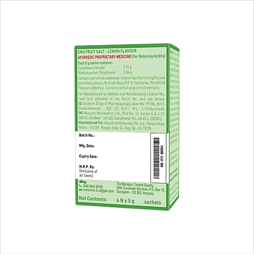 Eno Fruit Salt - Lemon, 30 g (Pack of 6)