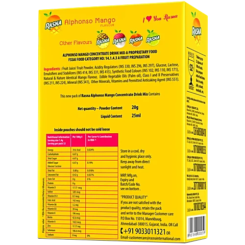 Rasna Fruit Juice - Fruitfun, Alphonso Mango, 20 g