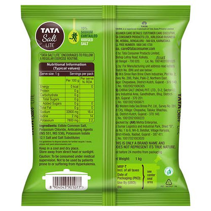 Tata Salt Lite - 15% Low Sodium Iodised Salt, For Healthy Lifestyle, 1 kg Pouch