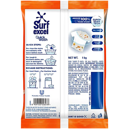 Surf Excel Quick Wash Detergent Powder, 1 kg