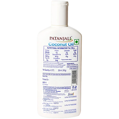Patanjali Coconut Oil, Free From Argemone Oil, 200 ml