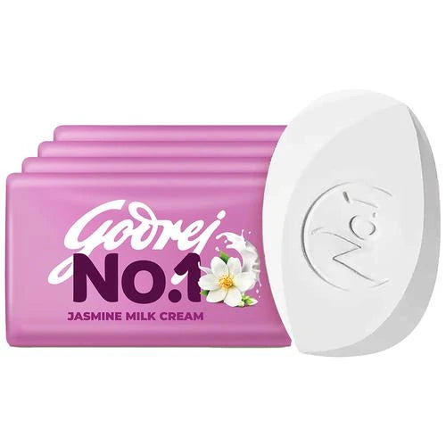 Godrej No.1 Jasmine & Milk Cream Bathing Soap, 100 g (Pack of 5)