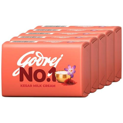 Godrej No.1 Kesar & Milk Cream Bathing Soap, 100 g (Pack of 5)