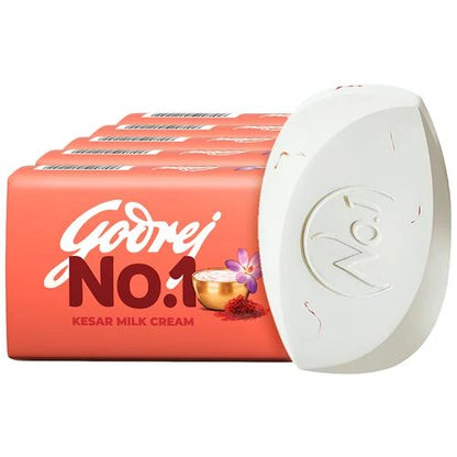 Godrej No.1 Kesar & Milk Cream Bathing Soap, 100 g (Pack of 5)