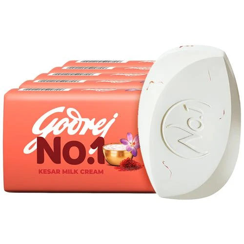 Godrej No.1 Kesar & Milk Cream Bathing Soap, 100 g (Pack of 5)