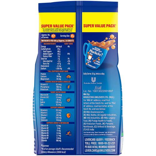 Horlicks Chocolate Delight Flavour Nutrition Drink, 750g