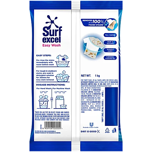 Surf Excel Easy Wash Detergent Powder, 1 kg