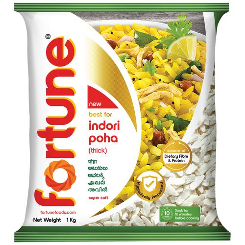 Fortune Indori Poha - Thick, Super Soft, Source Of Dietary Fibre & Protein, 1 kg