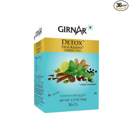 Girnar Detox Green Tea - Desi Kahwa (36 Tea Bags) 90 gm