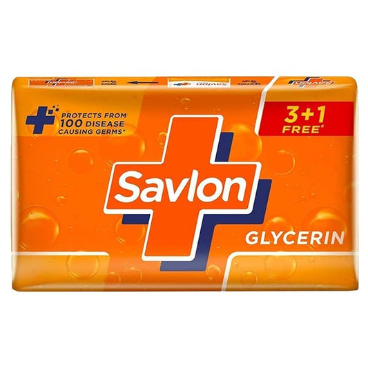 Savlon Glycerin Soap, (120g - Pack of 3+1), Soap for Women & Men, For All Skin Types