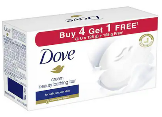 Dove Cream Beauty Bathing Bar 125 g (Buy 4 Get 1 Free)