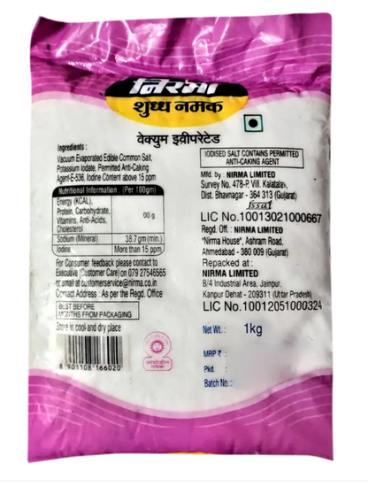 Nirma Shudh Iodized Salt (Iodine Namak)  (1 kg)