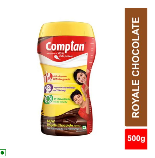Complan Nutrition Drink Powder - For Kids, Royale Chocolate Flavour, 500 g
