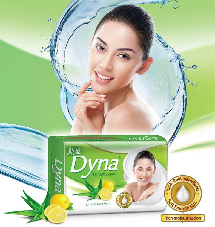 Dyna Lime and Aloe Vera Bathing Soap, 3+1 x 125 g