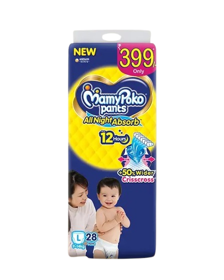 MamyPoko Pants Extra Absorb Diaper (L, 9-14 kg, 28 pieces)