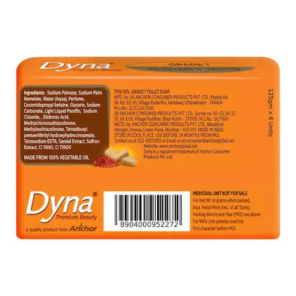 Dyna Premium Beauty Sandal & Saffron Extract Soap 125 g (Pack of 4)