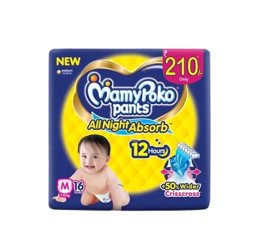 MamyPoko Pants Extra Absorb Diaper (M, 7-12 kg, 16 pieces)