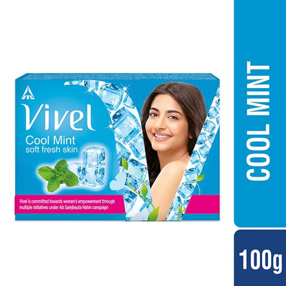 Vivel Cool Mint Bathing bar, Soft Fresh Skin with Menthol, 100gx4+1