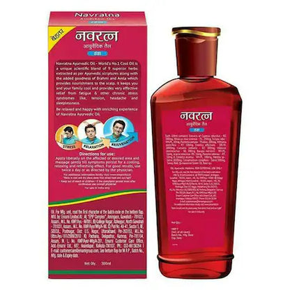 Navratna Ayurvedic Cool Hair Oil with 9 Active Herbal Ingredients 270 ml
