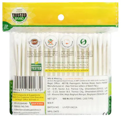 Tulips Paper Sticks Eco-Friendly Cotton Swabs 100's